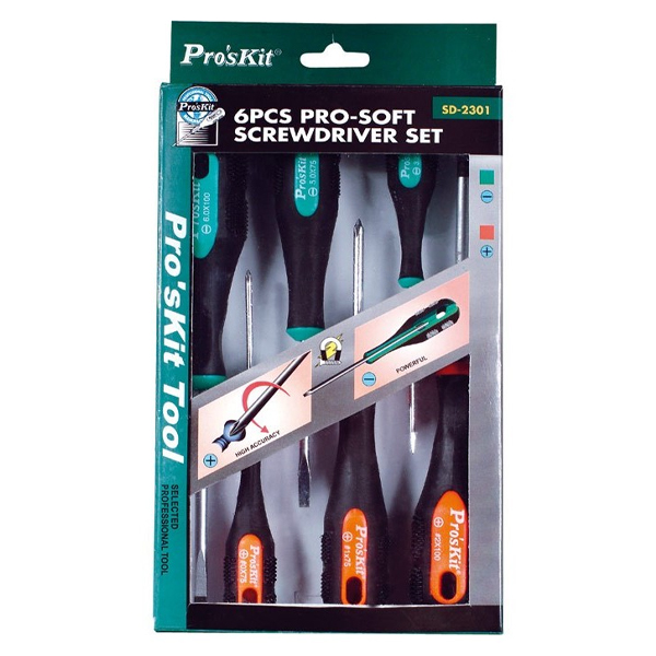 SD2301 Kit de destornillador de Pala y Estrella 75-100mm Proskit SD2301 Kit de destornillador de Pala y Estrella 75-100mm Proskit