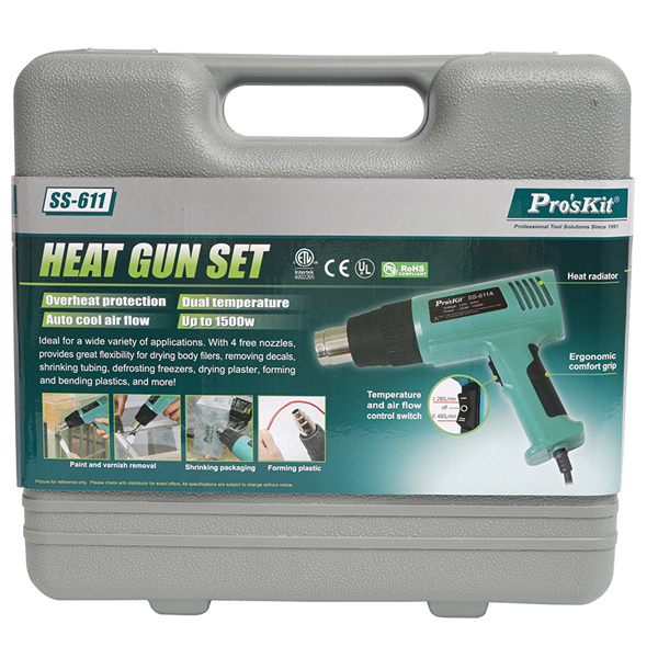 SS611A Pistola de aire caliente 120Vac 1500W Proskits a